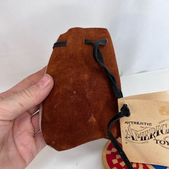 Authentic American Toyes Wooden Spinning Toy Tops Whirlygig Flip Over Top Pouch - Picture 6 of 10